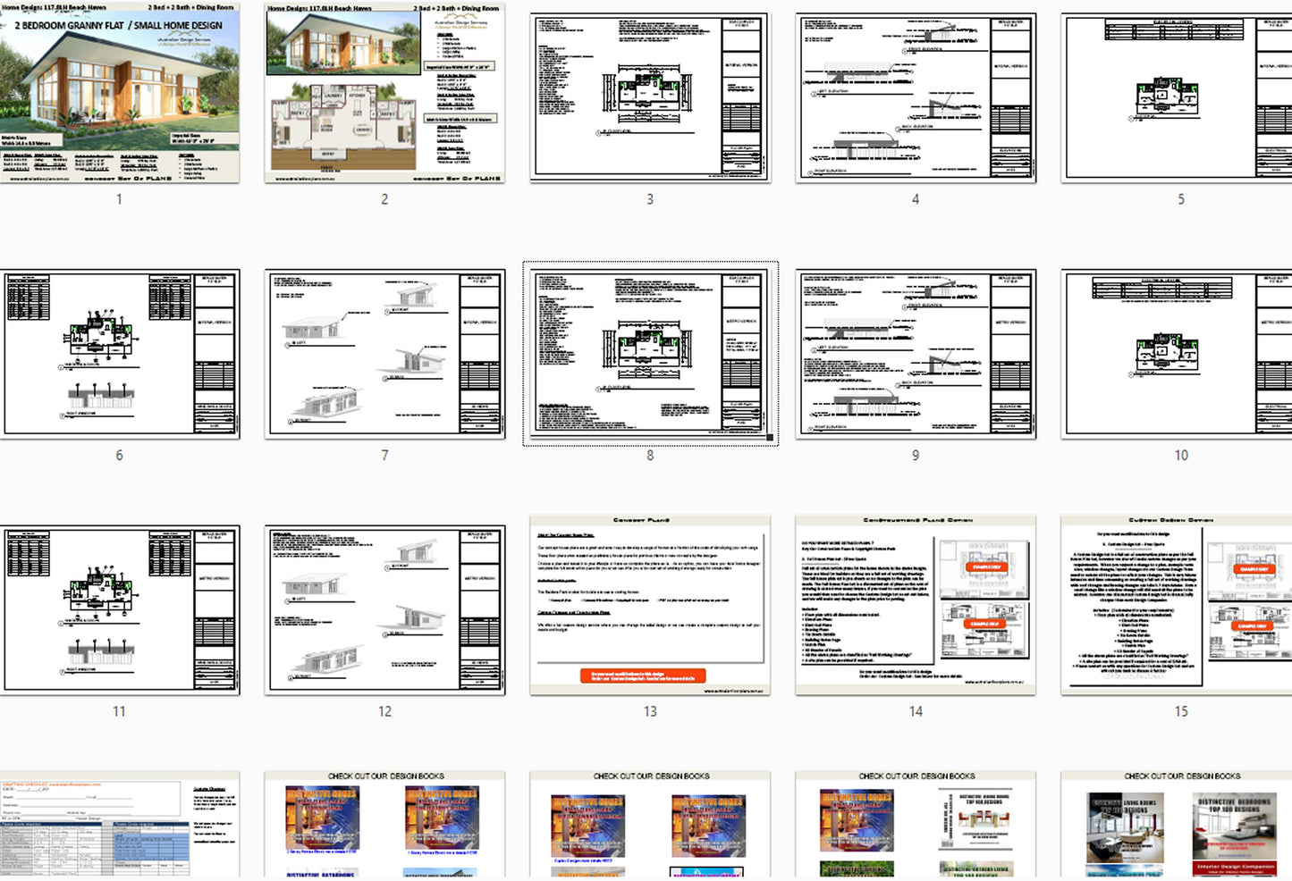 117.8RH Beach Haven | 2 Bedroom House Plan | 2 Bathroom | Modern Granny Flat Design | PDF House Plans