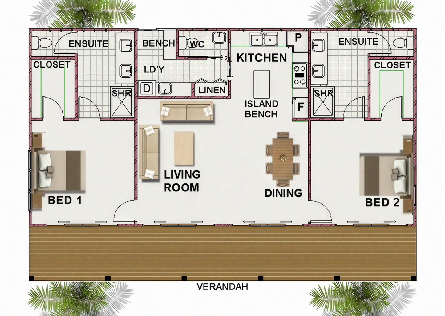145 Texas Ranch Edition – 2 Bedroom Country Ranch House Plan