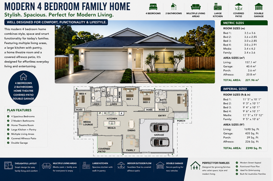 Modern Home Design | 221SB-Mark11 | 4 Bedroom House Plan | 221.96 m² | 2390 Sq Ft