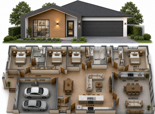 Modern House Design – 247.1RH EASTLAKES | 4 Bedroom Family Home Plan