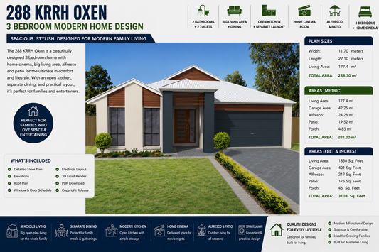 288 KRRH OXEN | Modern 3 Bedroom Family Home with Home Cinema | 288.3 m² | 3103 Sq Ft